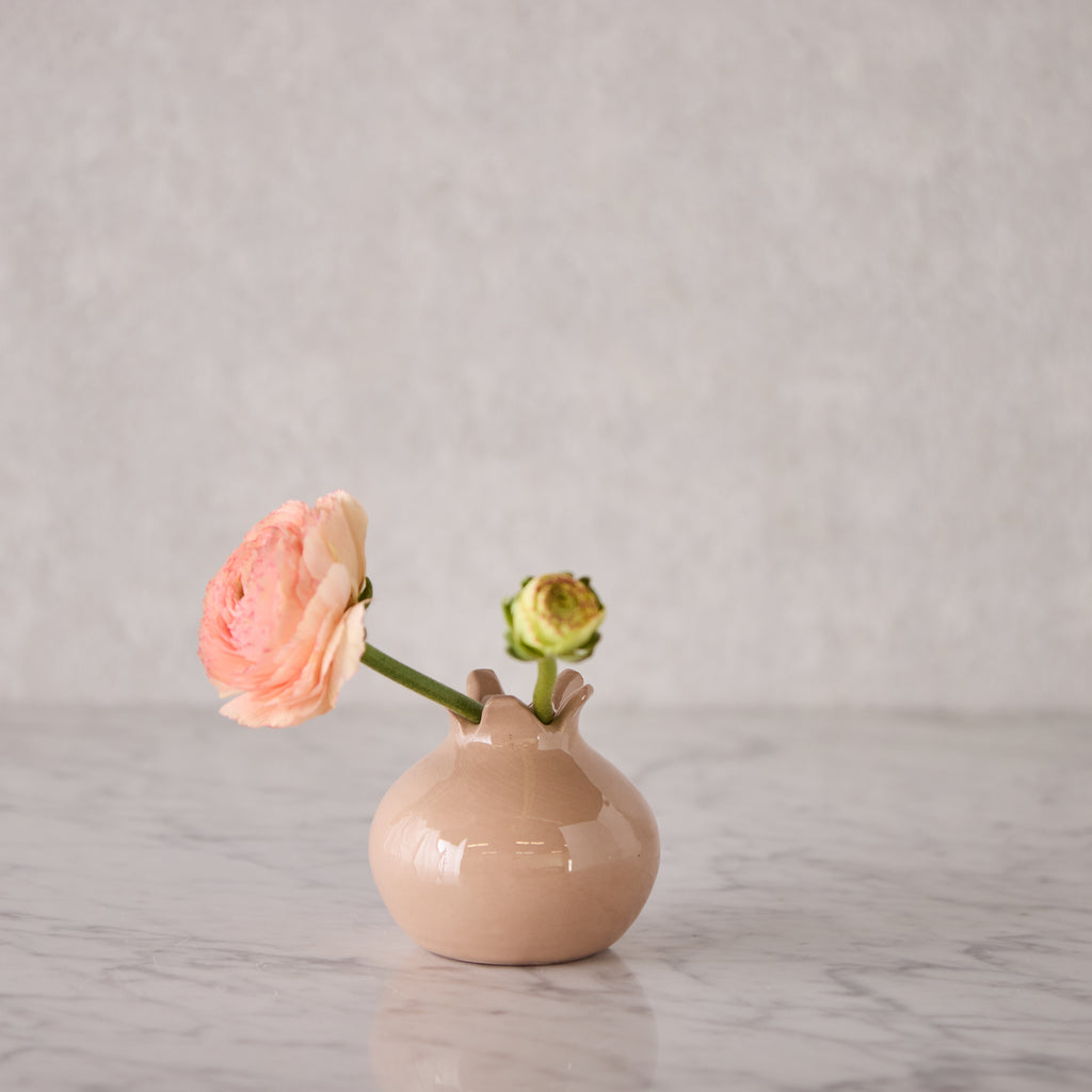 Glazed Terracotta Pomegranate, Small Bisque