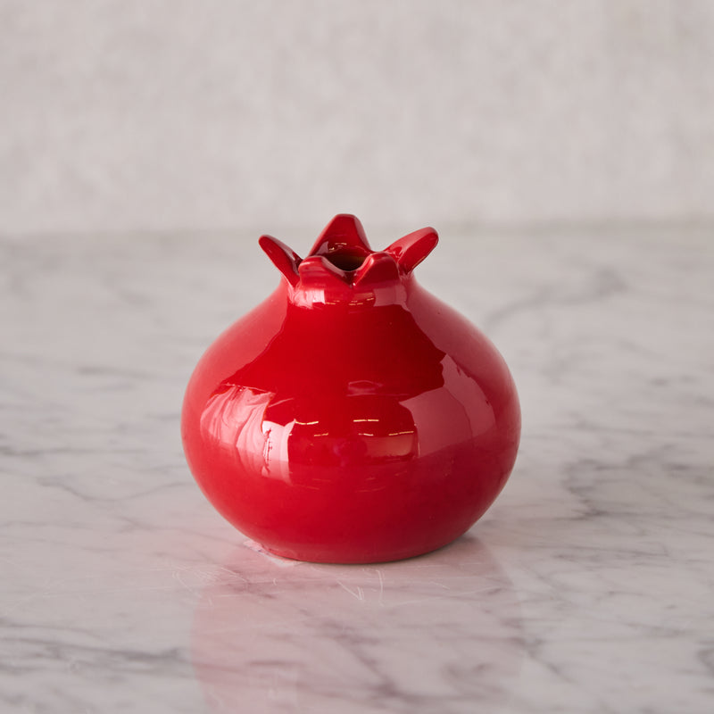 Glazed Terra Cotta Pomegranate, Large Red