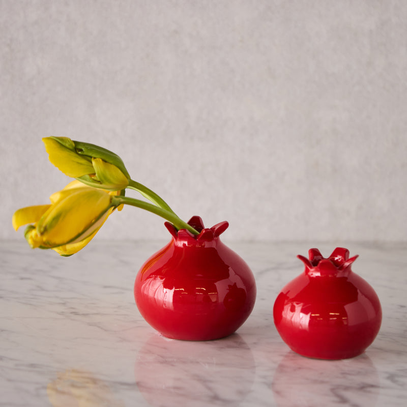 Glazed Terra Cotta Pomegranate, Small Red