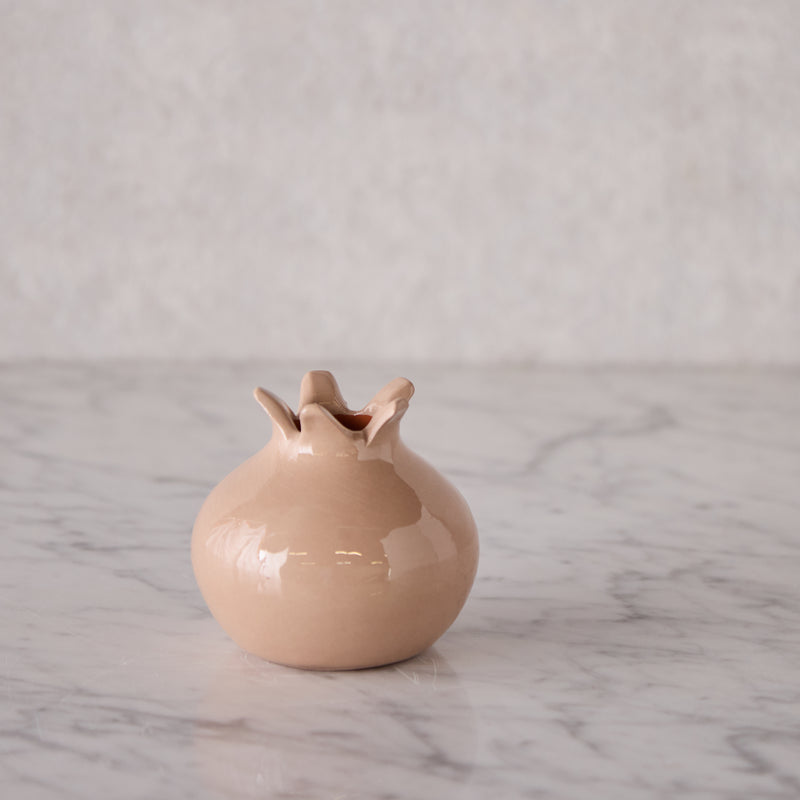 Glazed Terra Cotta Pomegranate, Small Bisque