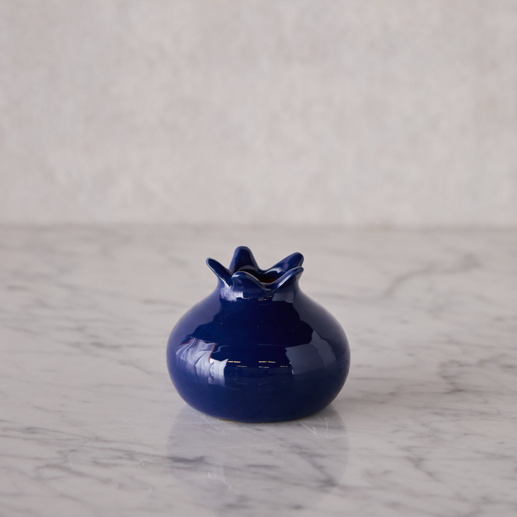Glazed Terracotta Pomegranate, Small Blue