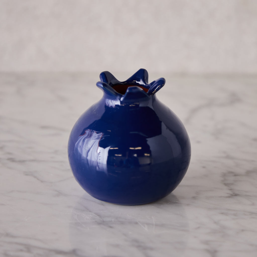 Glazed Terracotta Pomegranate, Large Blue