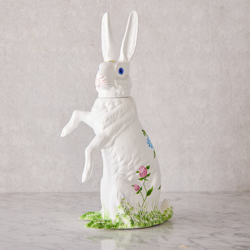 Ino Schaller Papier-Mâché Bunny, Upright Extra Large White with Flowers