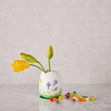 Ino Schaller Papier-Mâché White Egg with Flowers