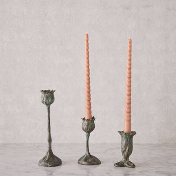 Large Bronze Poppy Candle Holder