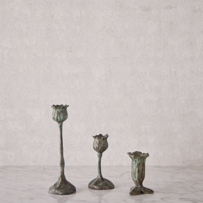 Small Bronze Poppy Candle Holder