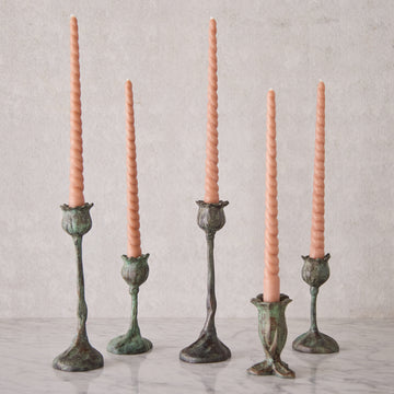 Small Bronze Poppy Candle Holder