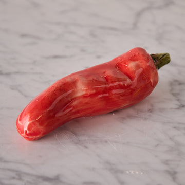 Hand Enameled Ceramic Red Chili Pepper, Large