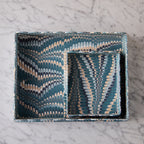 Marbled Scalloped Tray Set, Teal & Peach