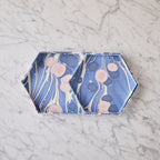 Marbled Hexagonal Nesting Tray Set, Periwinkle & Pink