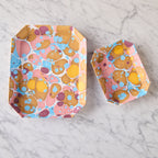 Marbled Octagonal Nesting Tray Set, Dusty Rose