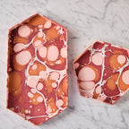 Marbled Hexagonal NestingTray Set, Red