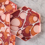 Marbled Hexagonal NestingTray Set, Red