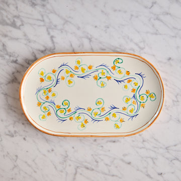 Spanish Earthenware Platter in Orange, Blue,Yellow