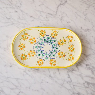 Spanish Earthenware Platter in Yellow & Orange