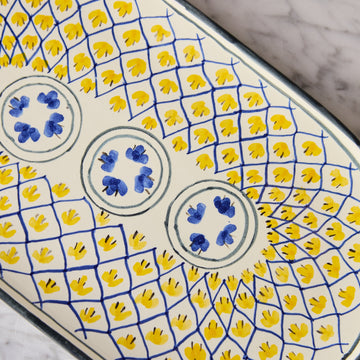 Spanish Earthenware Platter in Blue & Yellow