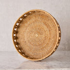 16" Round Rattan Tray with Glass Insert