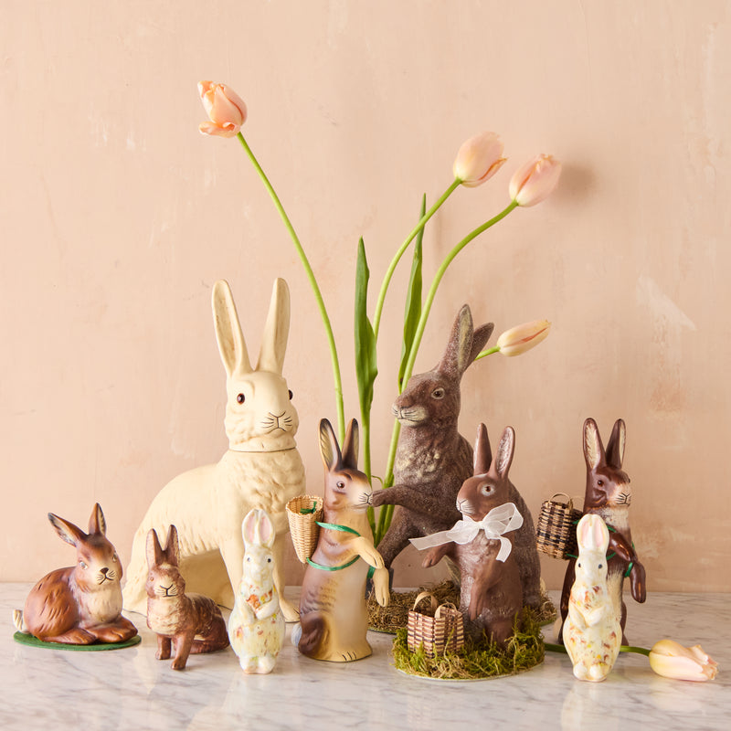 Ino Schaller Papier-Mâché Bunny, Sitting on Pink Egg