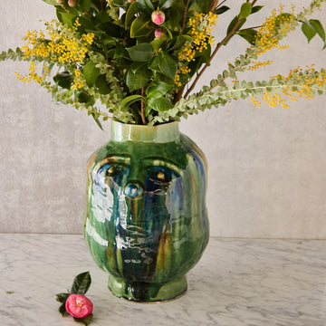 Large Mientje Vase, Green & Blue