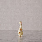 Small Standing Bunny, White with Brown & Yellow