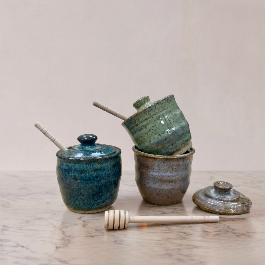 Ceramic Honey Jars, Multiple Colors