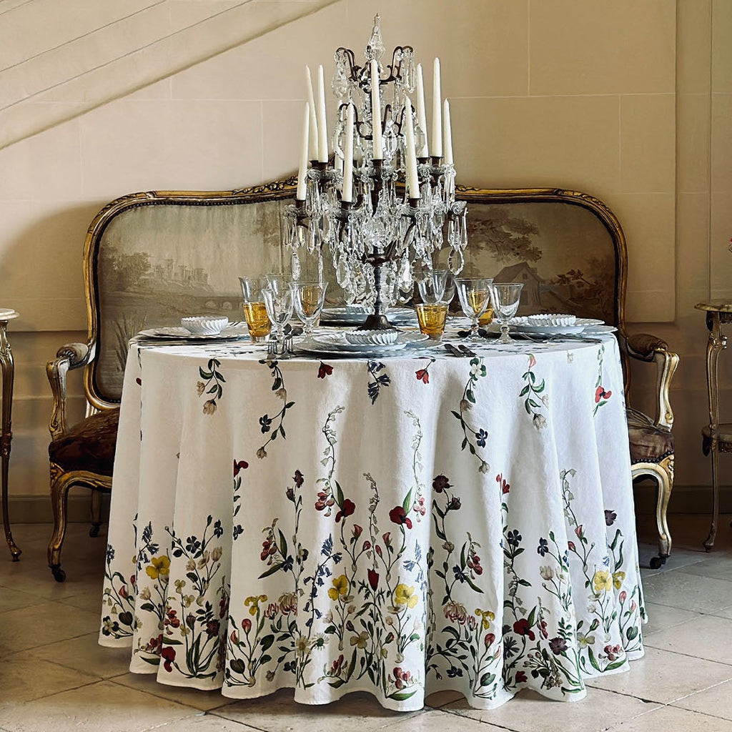 Summerill & Bishop x John Derian Botanical Wildflower Round Linen Tablecloth
