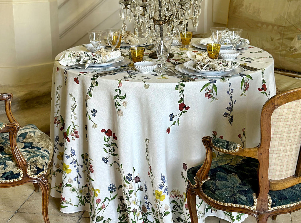 Summerill & Bishop x John Derian Botanical Wildflower Round Linen Tablecloth