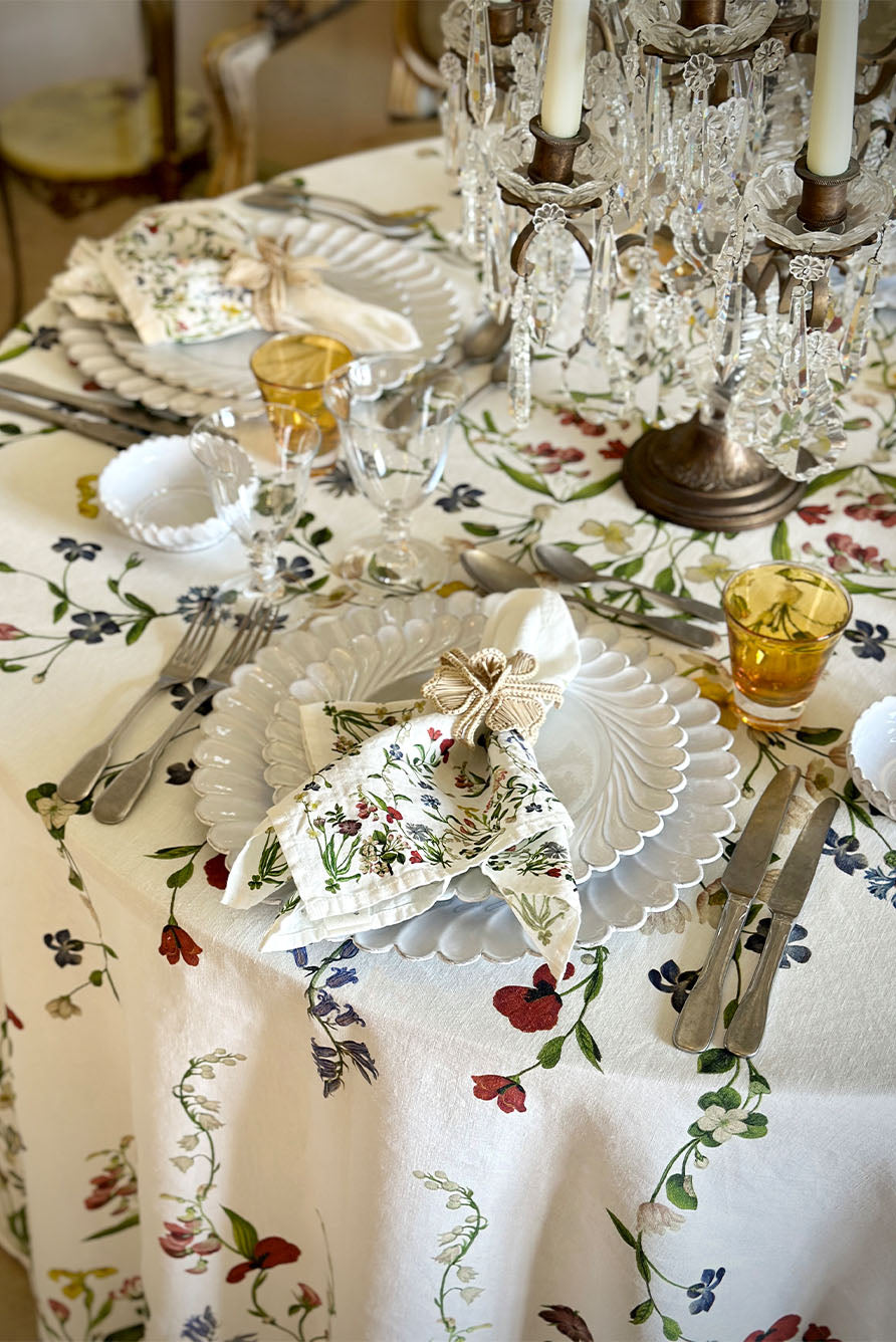 Summerill & Bishop x John Derian Botanical Wildflower Round Linen Tablecloth
