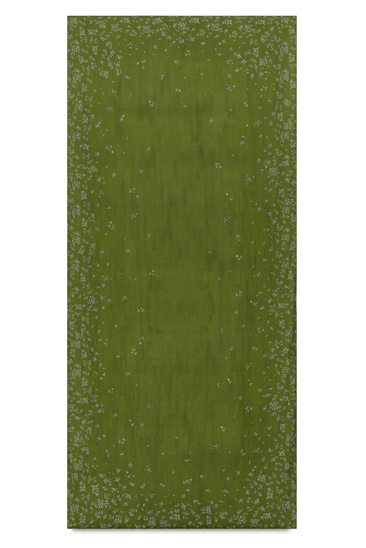 Summerill & Bishop Bee Falling Flower Linen Tablecloth in Avocado Green