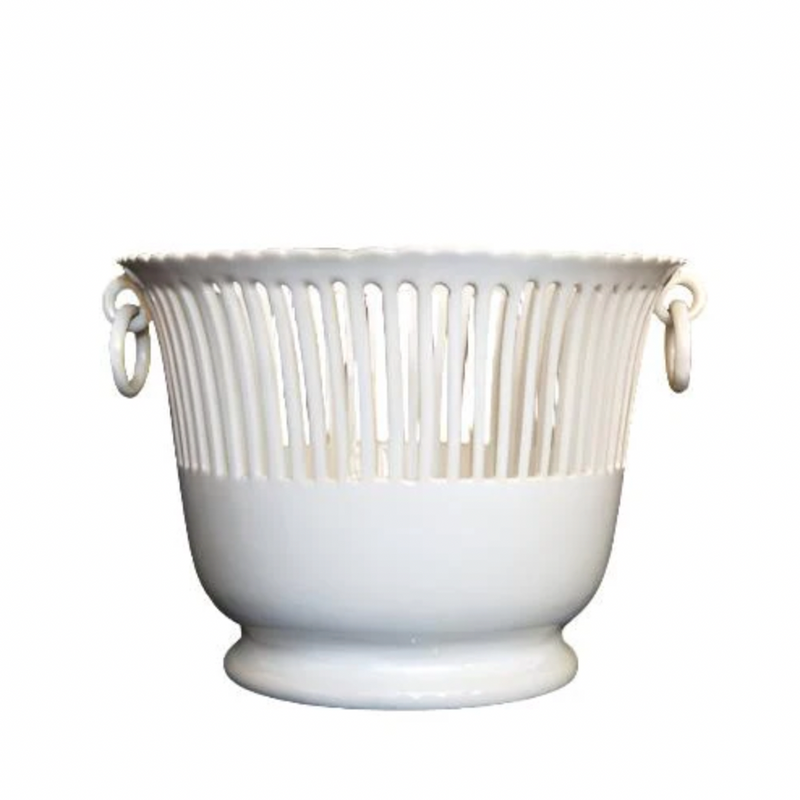 French Earthenware Openwork Cachepot with Handles