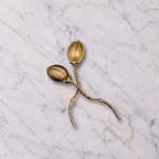 Antique Brass Seed Pod Spoons, Set of 2