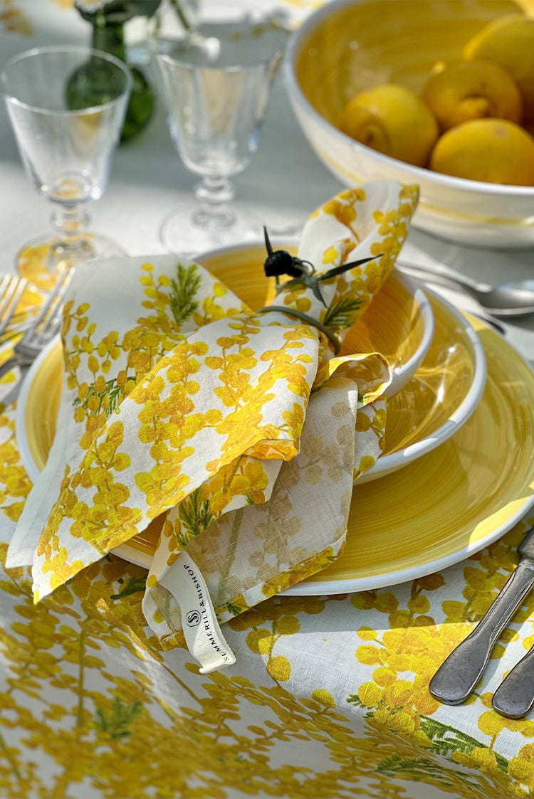 Summerhill & Bishop Mimosa Linen Tablecloth