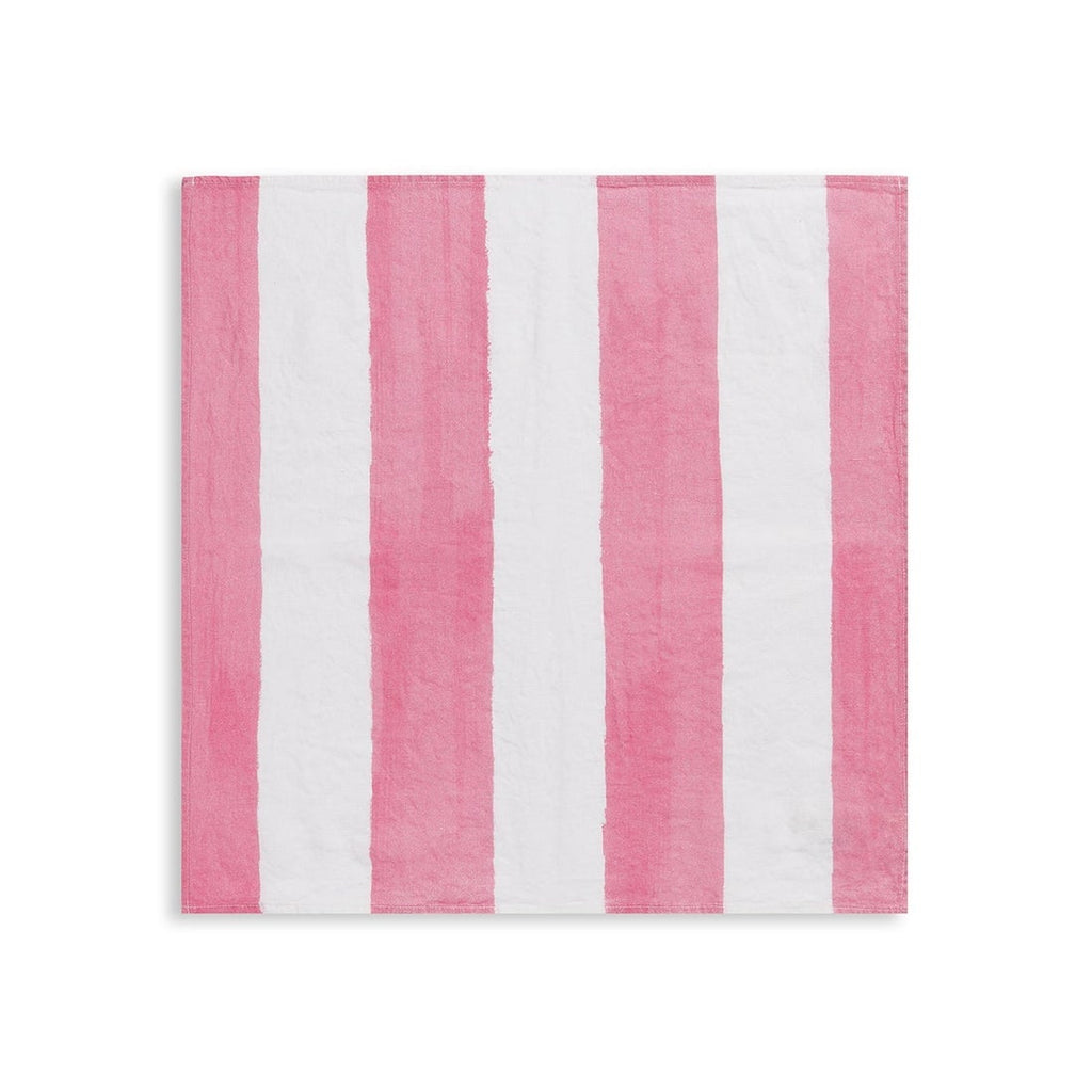 Summerill & Bishop Stripe in White & Rose Pink Linen Napkins