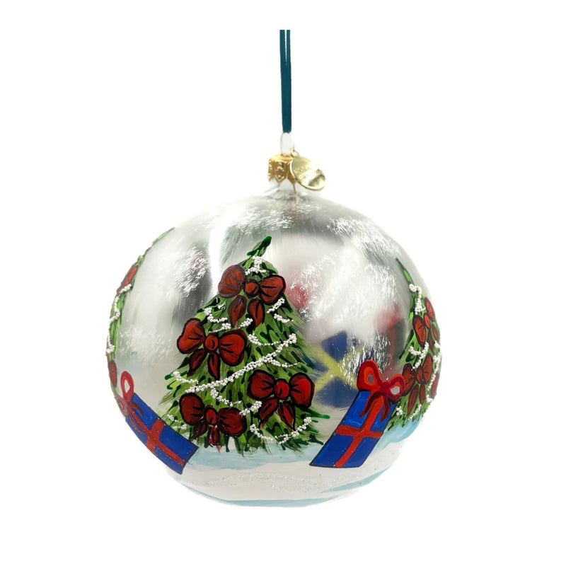 Handpainted Glass Santa Globe Ornament