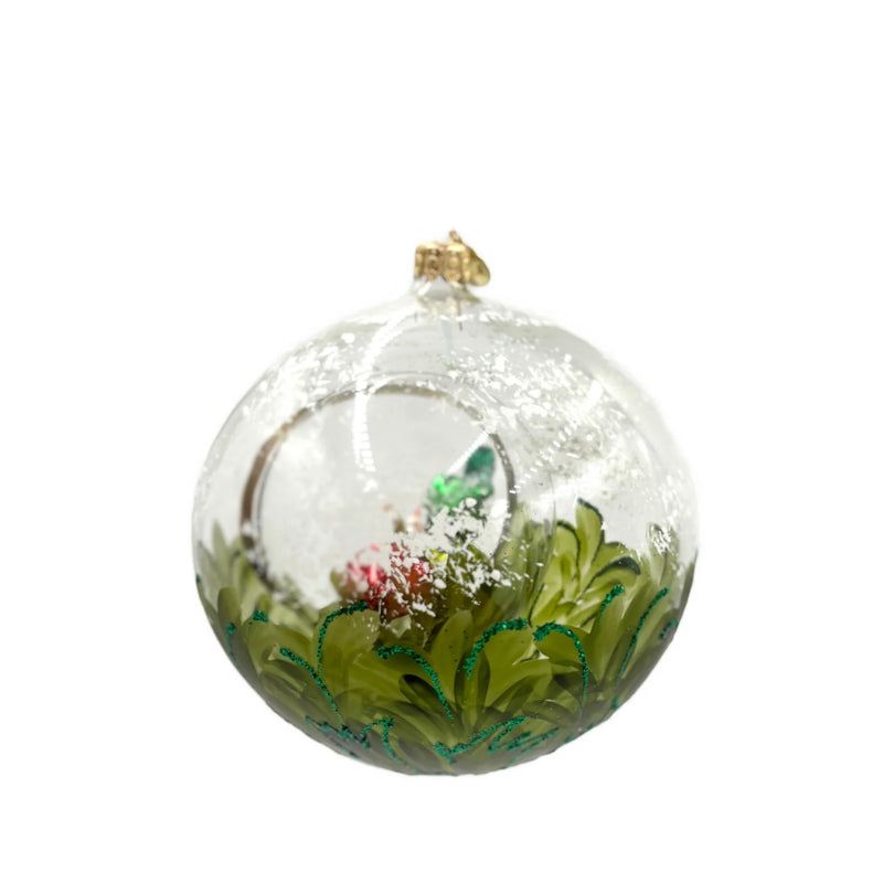 Handpainted Glass Elf Globe Ornament