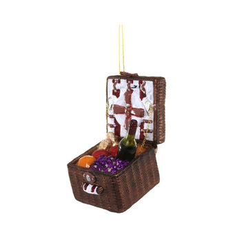 Festive Picnic Basket Glass Ornament