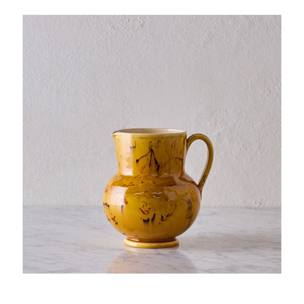 Apulian Pitcher in Amber with Dark Marble Glaze