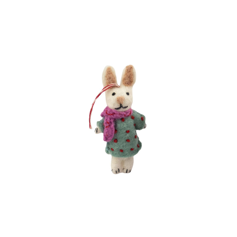 Polka Dot Felt Bunny Ornament