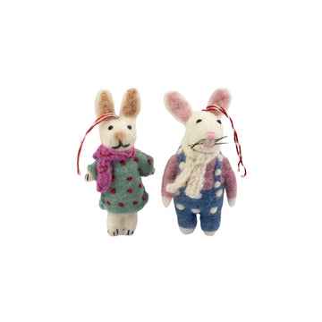 Overall Polka Dot Felt Bunny Ornament