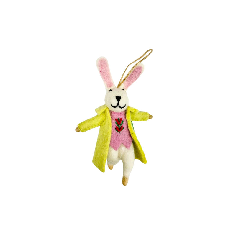 Yellow Coat Felt Bunny Ornament