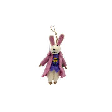 Pink Coat Felt Bunny Ornament