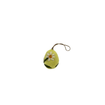 Lime Green Felt Embroidered Egg Ornament