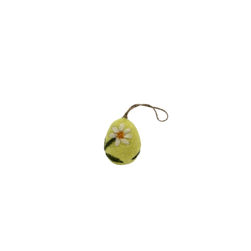 Lime Green Felt Embroidered Egg Ornament