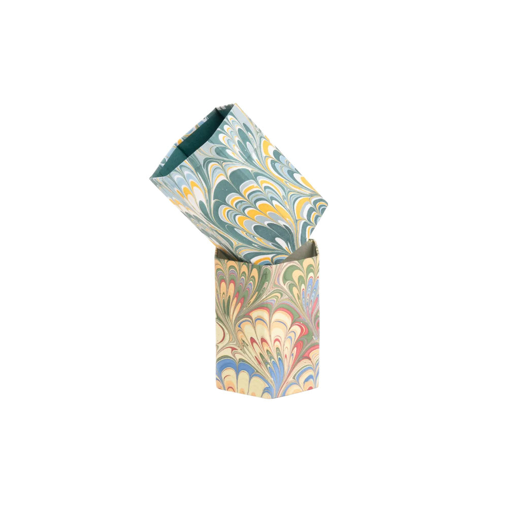 Marbled Pencil Holder, Teal & Yellow