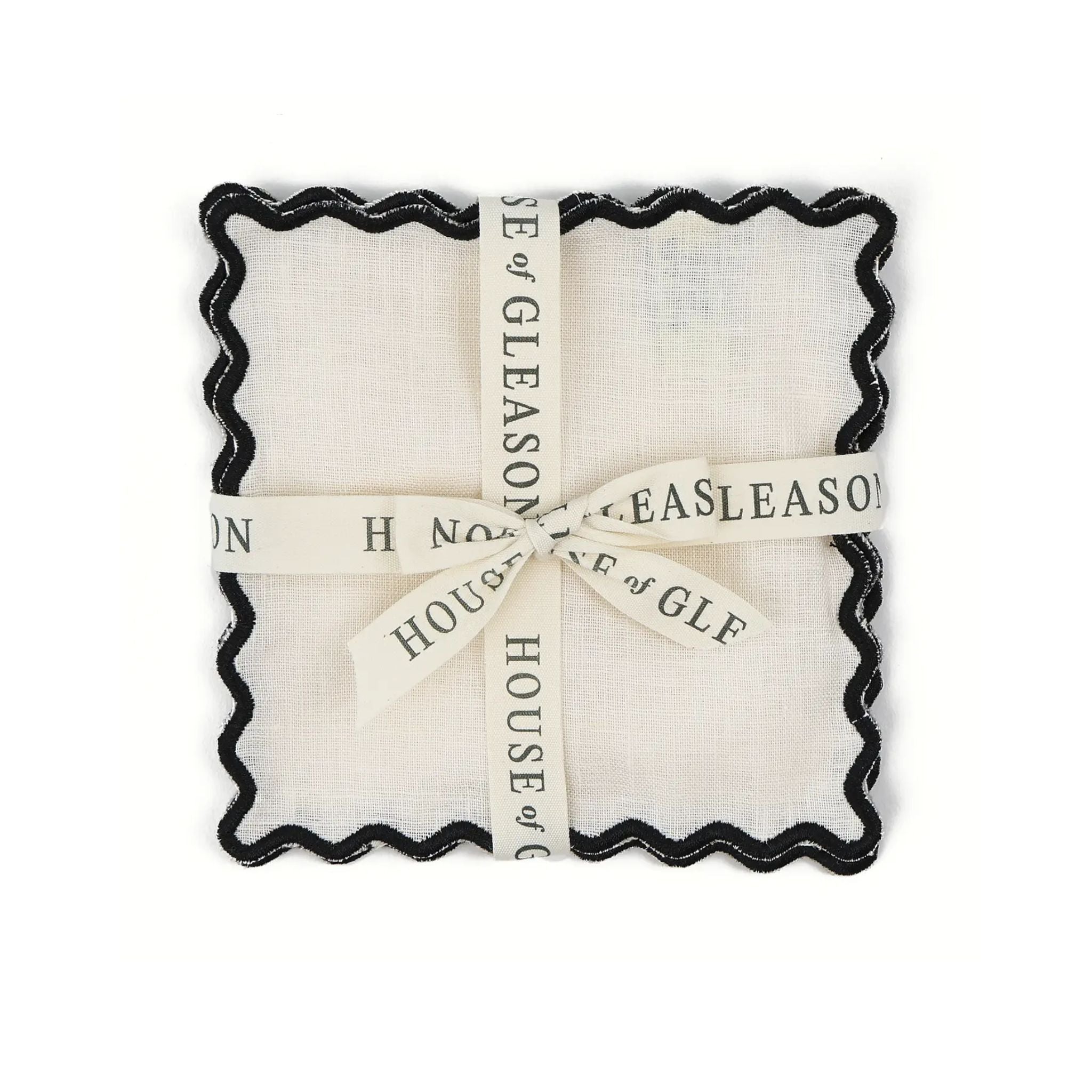 Set of 4 Cream Linen Cocktail Napkins