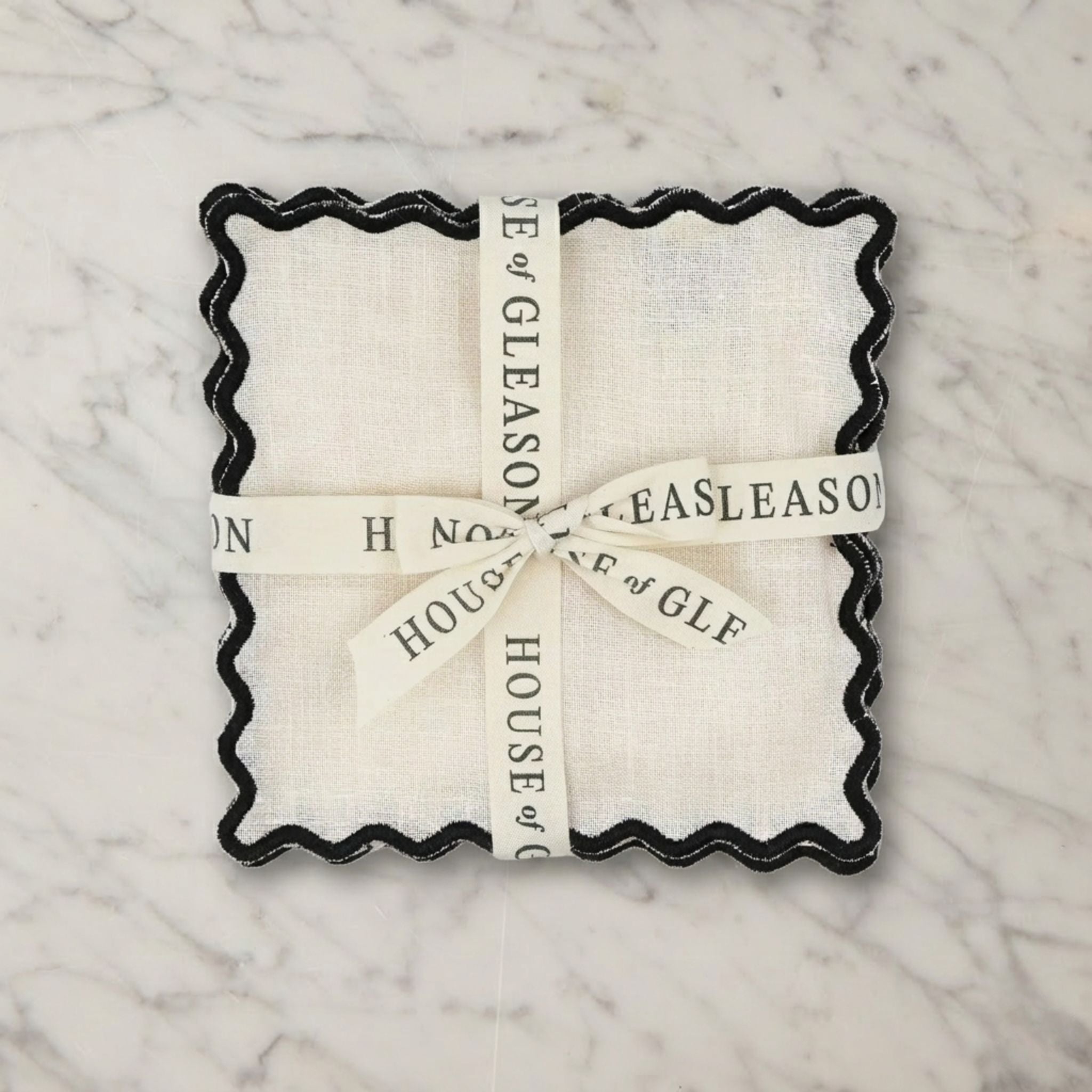 Set of 4 Cream Linen Cocktail Napkins