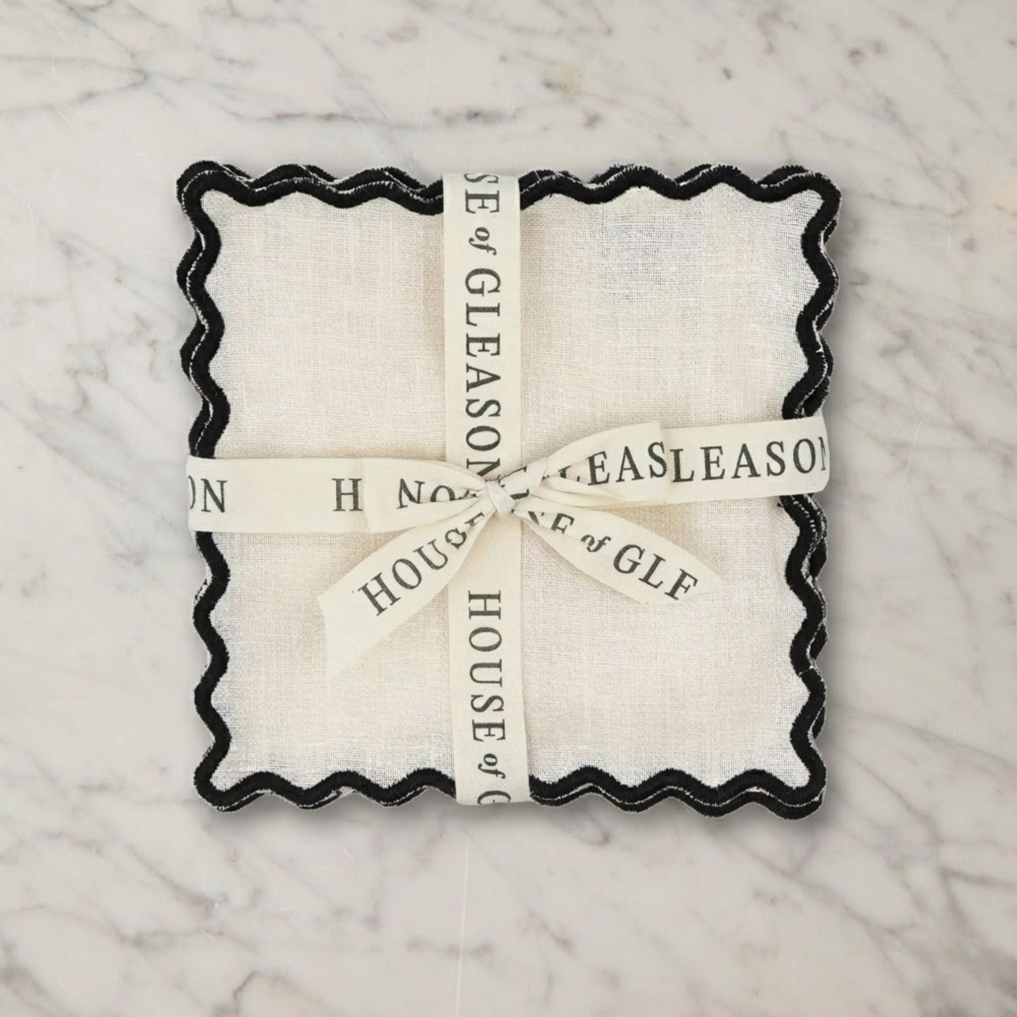 Set of 4 Cream Linen Cocktail Napkins