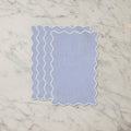 Set of 4 Blue Rectangular Linen Cocktail Napkins