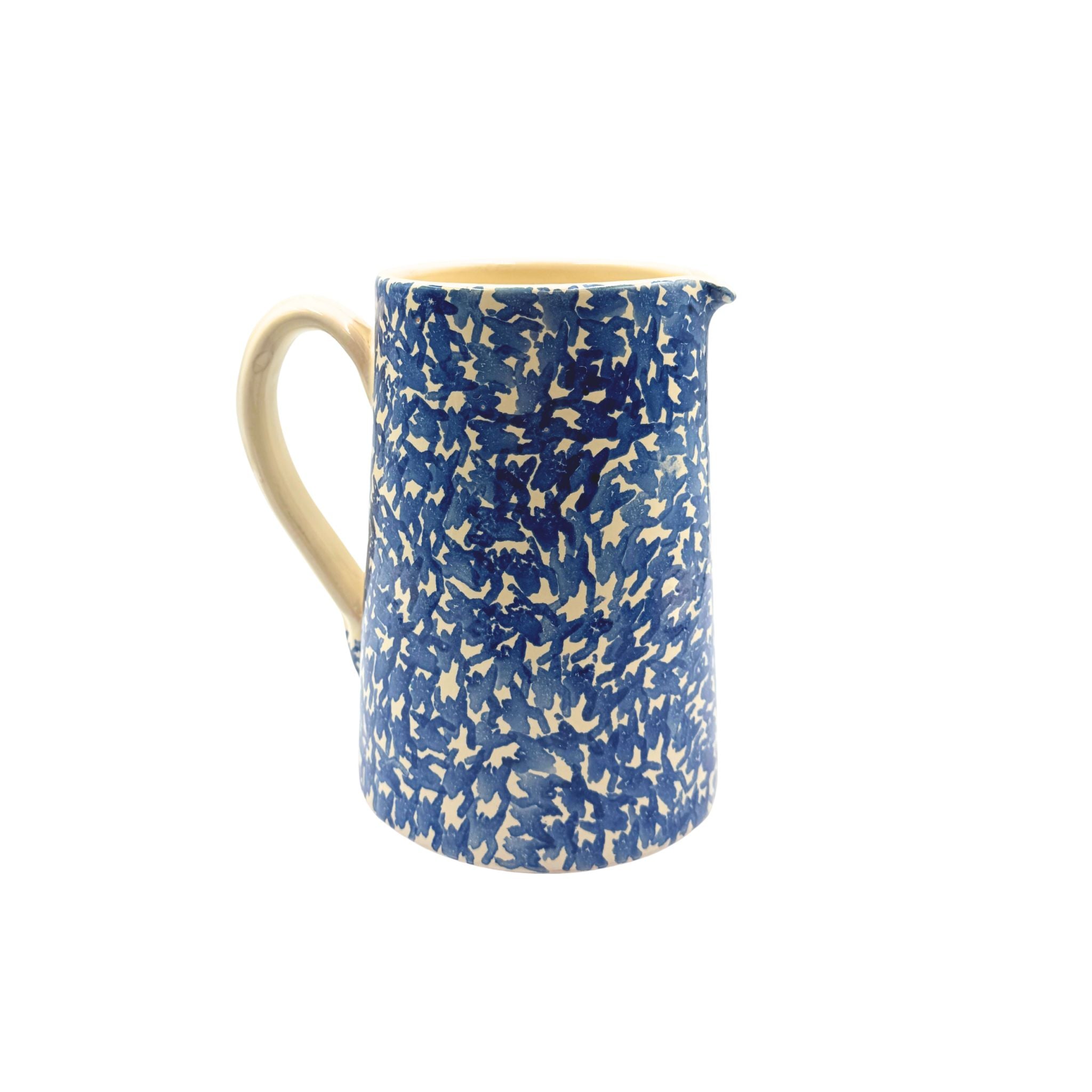 Spongeware Pitcher, Blue & White