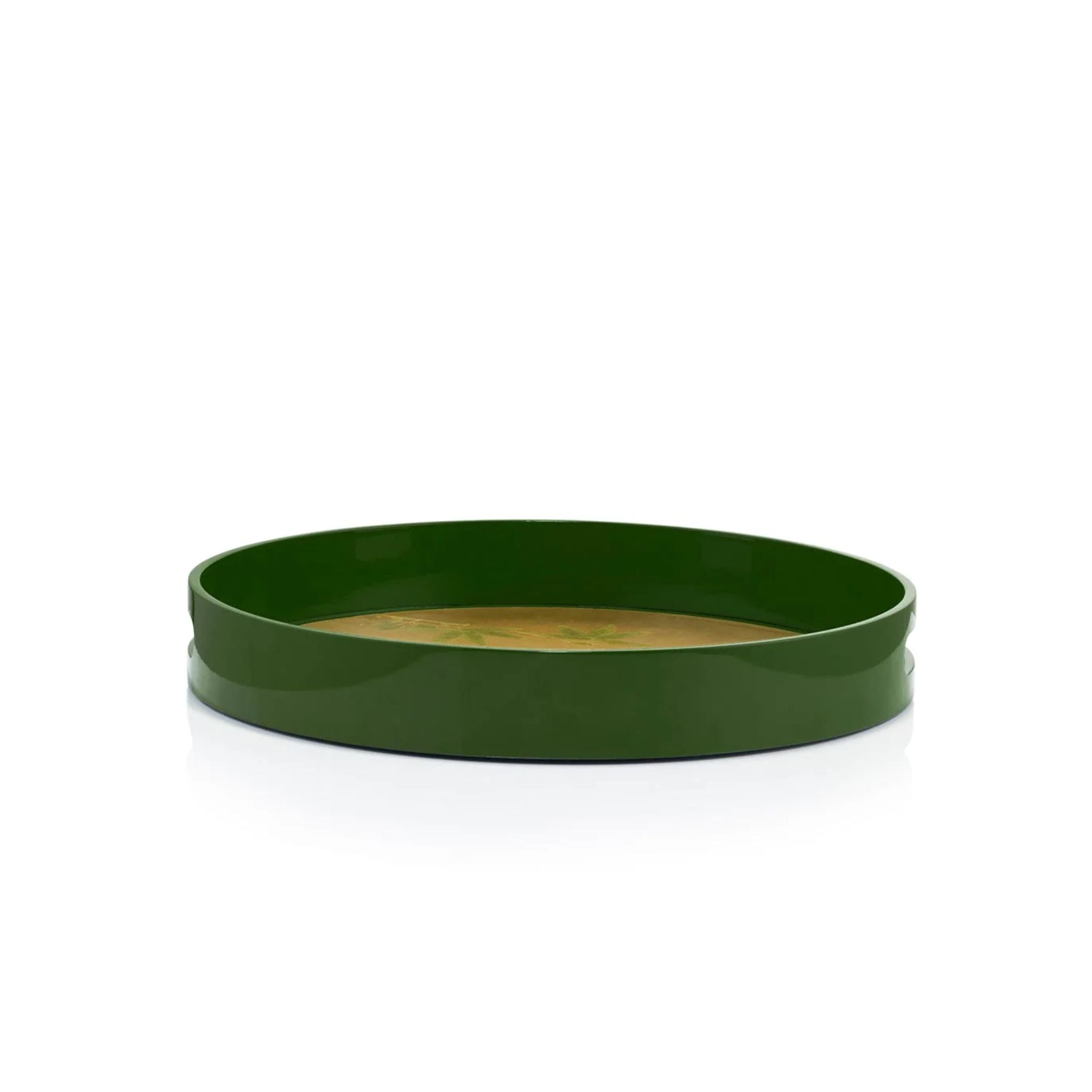 Summerill and Bishop Gold Leaf 'Passiflora' Round Lacquered Tray